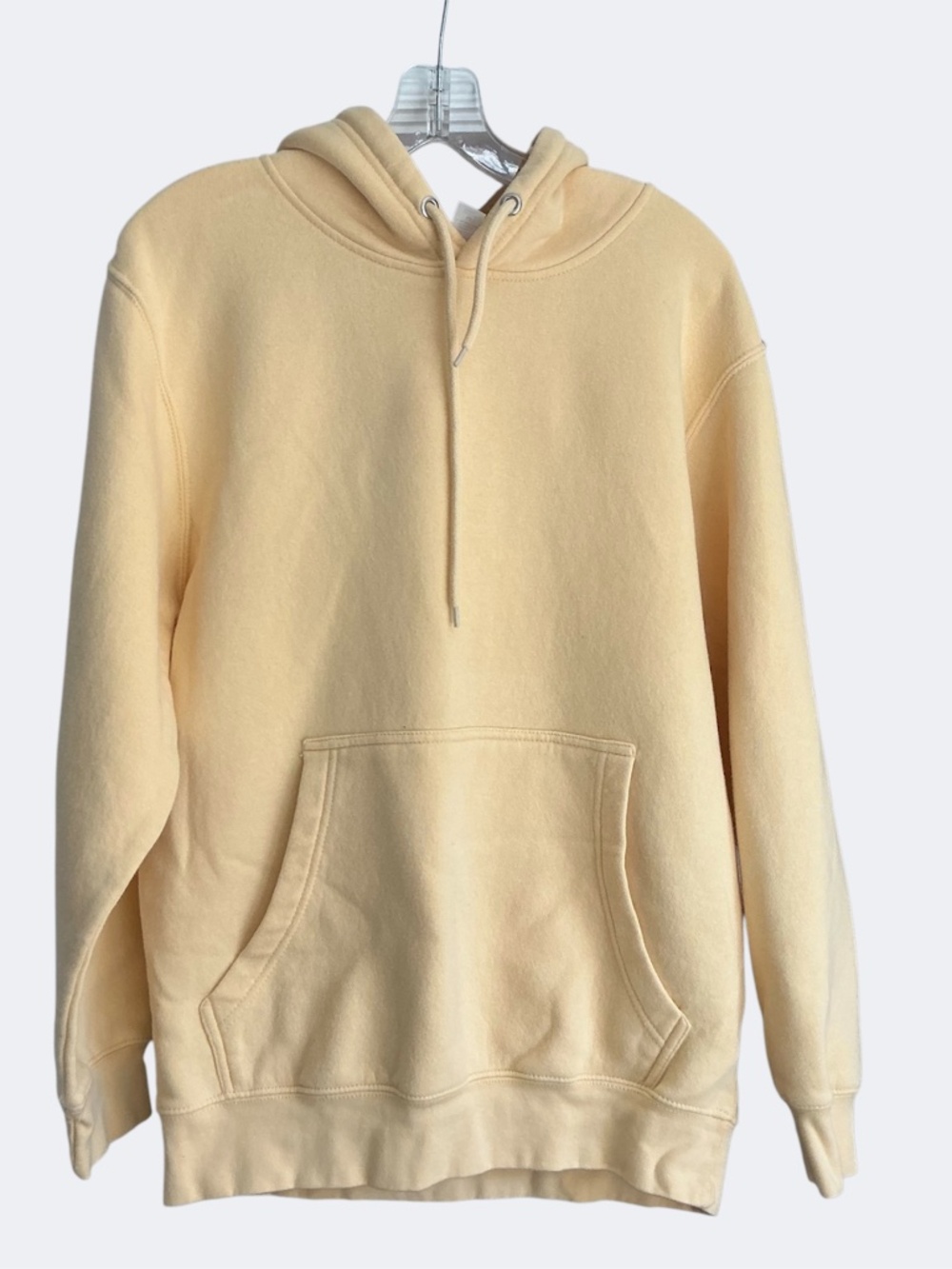 Hooded Hoodie Pull Over Cotton Blend Fleece Sweatshirt Butter Yellow SZ M